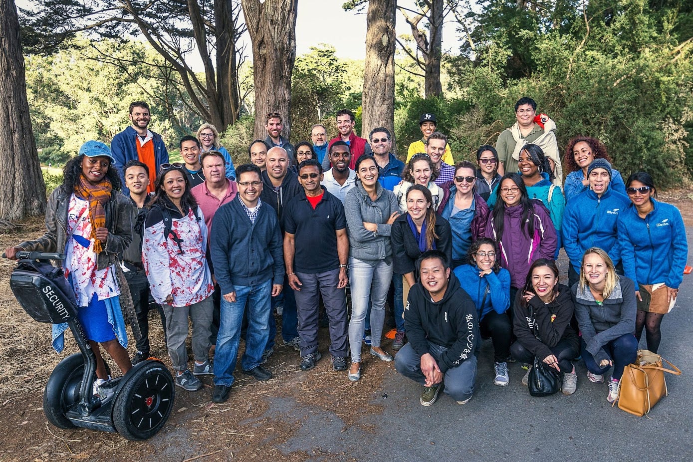 iRhythm employee group picture in the woods