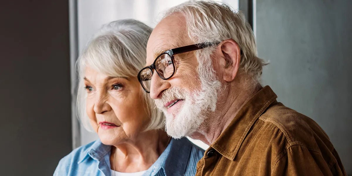 A couple looking at something