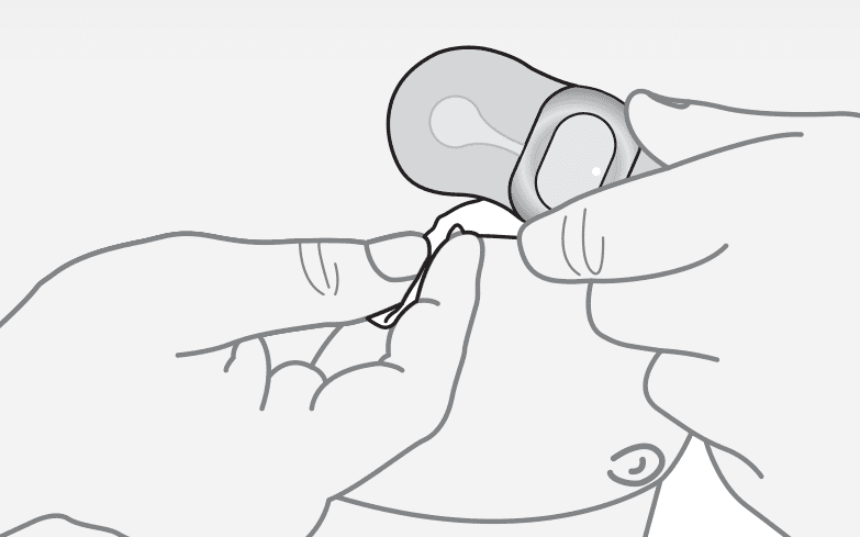 Animated picture of a patient attaching Zio AT monitor 