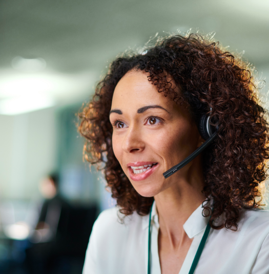 Woman on a headset 